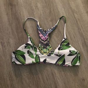 Tropical Reversible Racer Back Bikini Top Medium